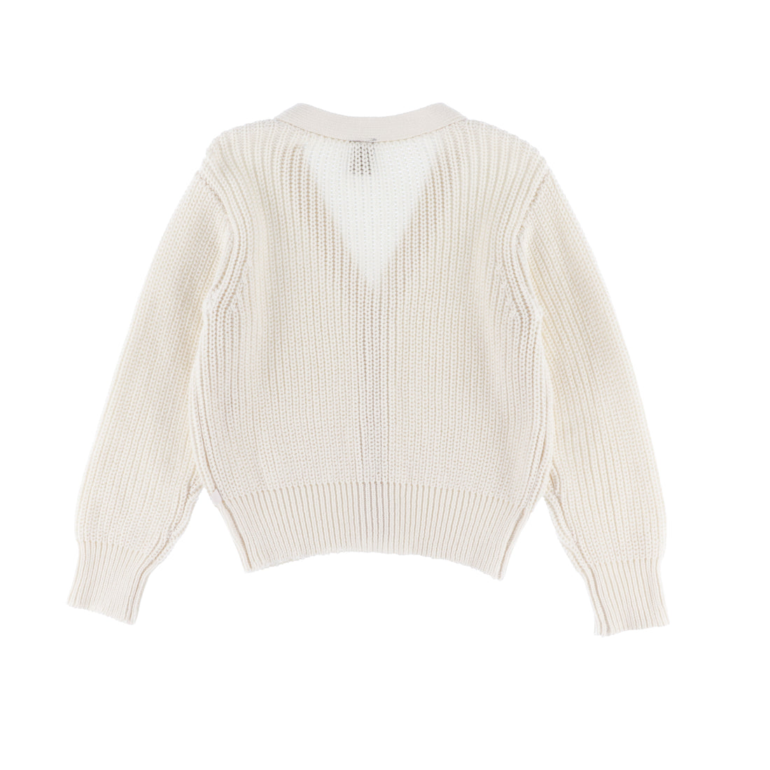 Girl's White Knit Cardigan