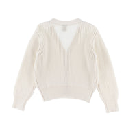 Girl's White Knit Cardigan