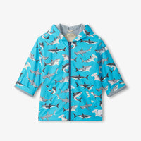 Boys Colour Changing Shark Party Zip-Up Rain Jacket