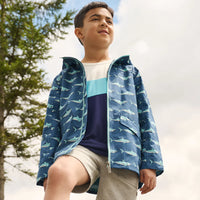 Boys Zip Up Shark Lightweight Rain Jacket