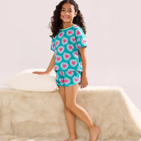 Girls Glowing Hearts Short Sleeve Pajama Set