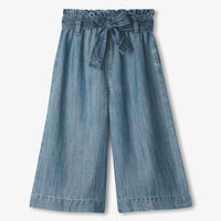 Smokey Blue Wash Cropped Paperbag Pants