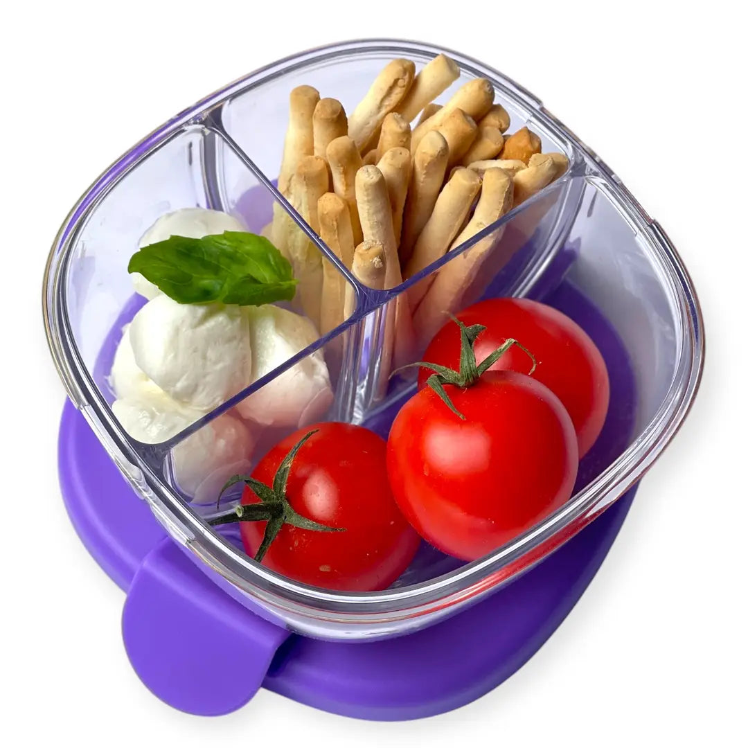 Compact Leakproof Snack Bowl with 3 Compartments