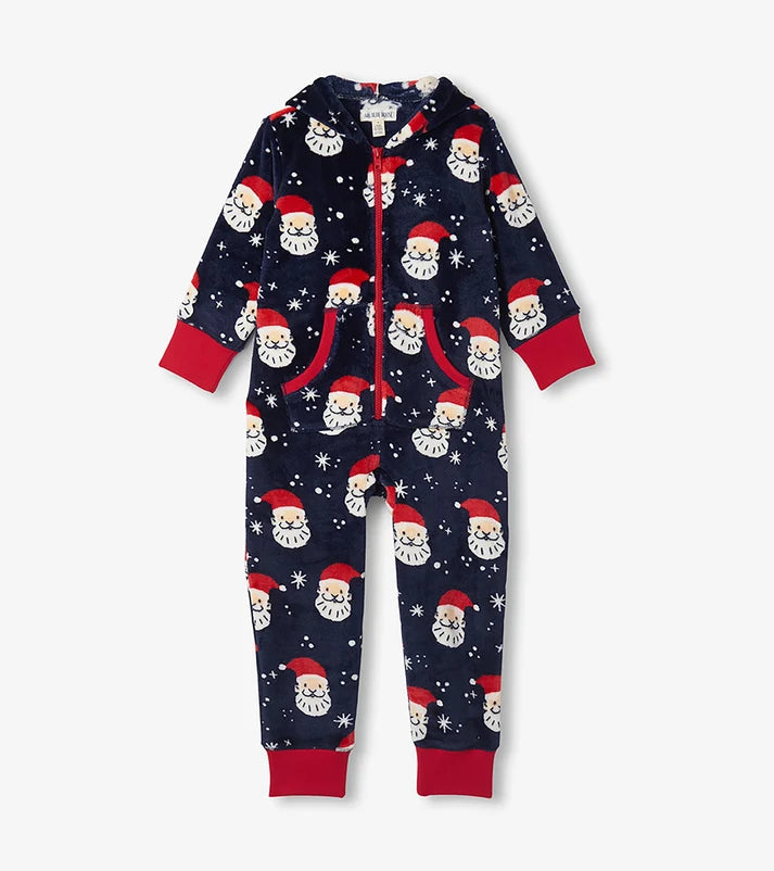 Santa Fleece Hooded Jumpsuit – Adult