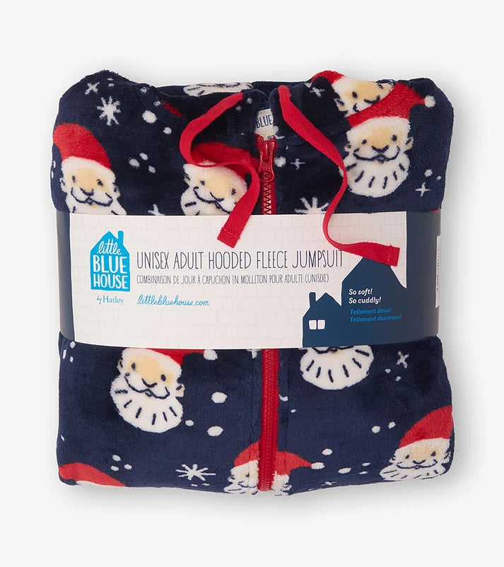Santa Fleece Hooded Jumpsuit – Adult