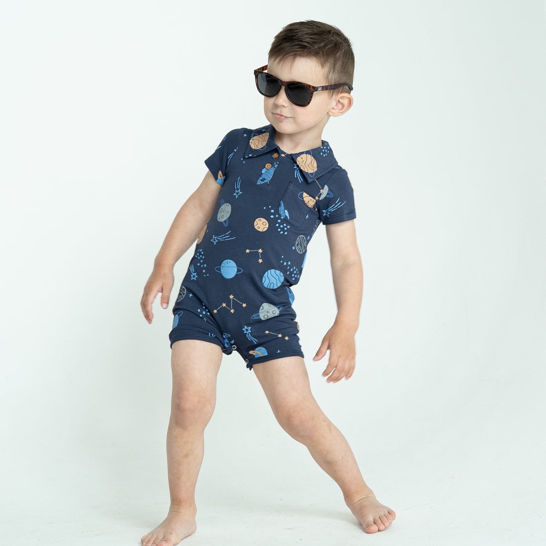 Bamboo Short Sleeve Polo Romper