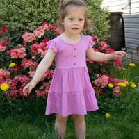 Bamboo Flutter Sleeve Tiered Dress