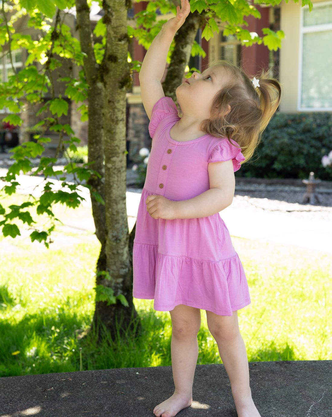 Bamboo Flutter Sleeve Tiered Dress