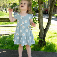 Bamboo Flutter Sleeve Tiered Dress