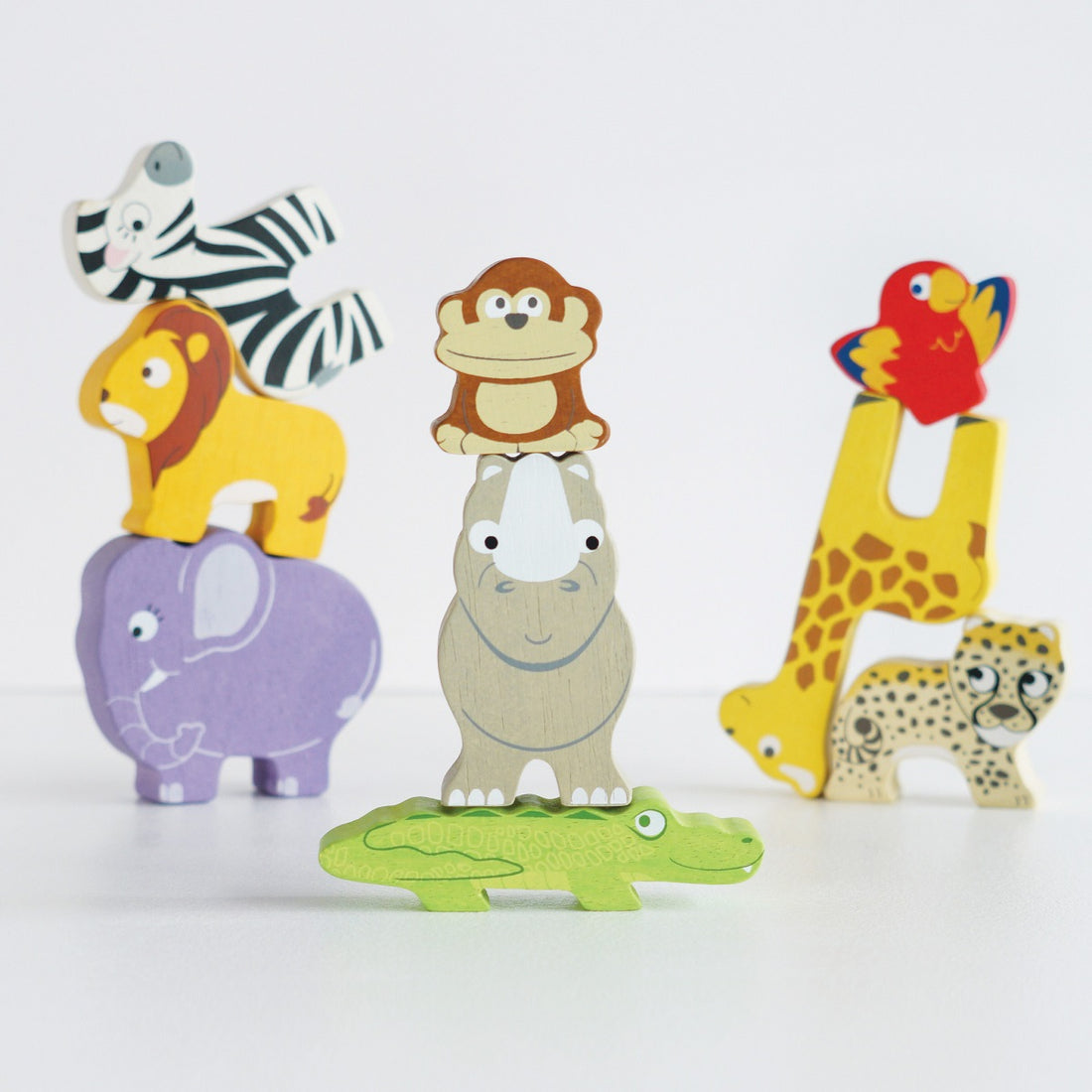 Wooden African Stacking Animals