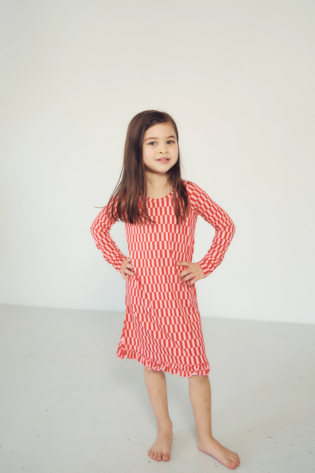 Long Sleeved Ruffled Sleep Dress