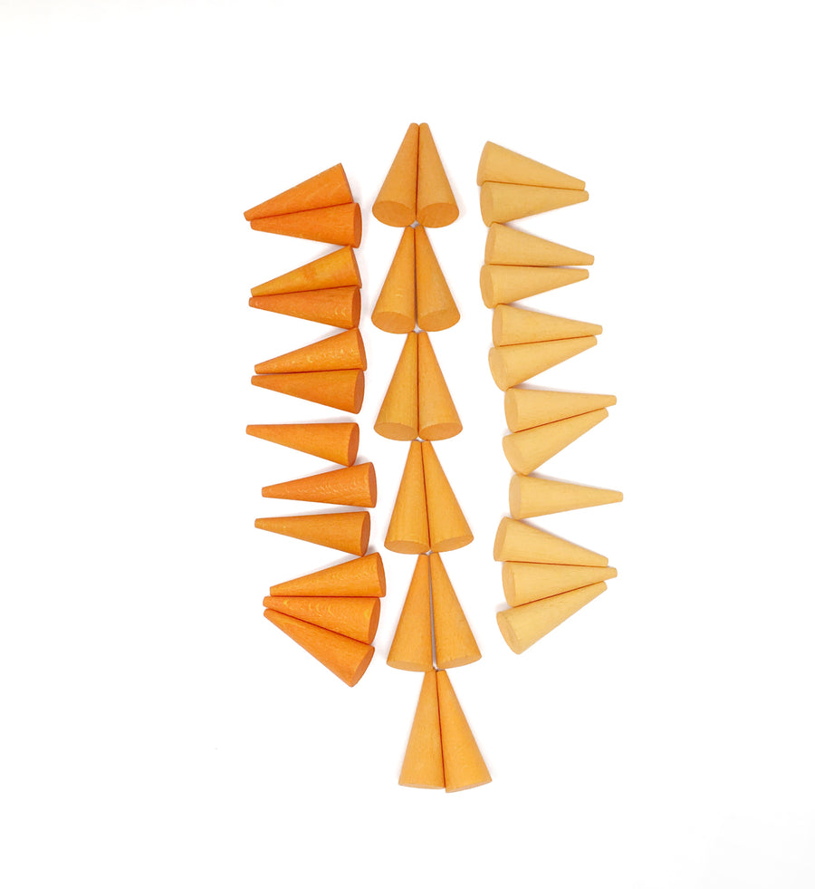 Wood Mandala Cones - 36pc (oranges)