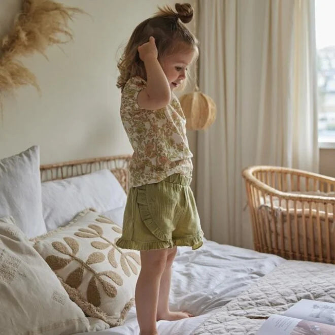 Baby Cotton Muslin Ruffle Shorts