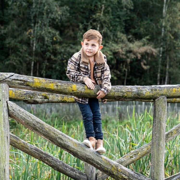 Boys Plaid Teddy Shacket