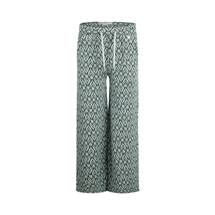 Girls Wide Leg Green Print Pants