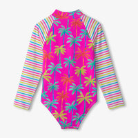 Painted Palms Longsleeve Rashguard Swimsuit