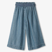 Smokey Blue Wash Cropped Paperbag Pants