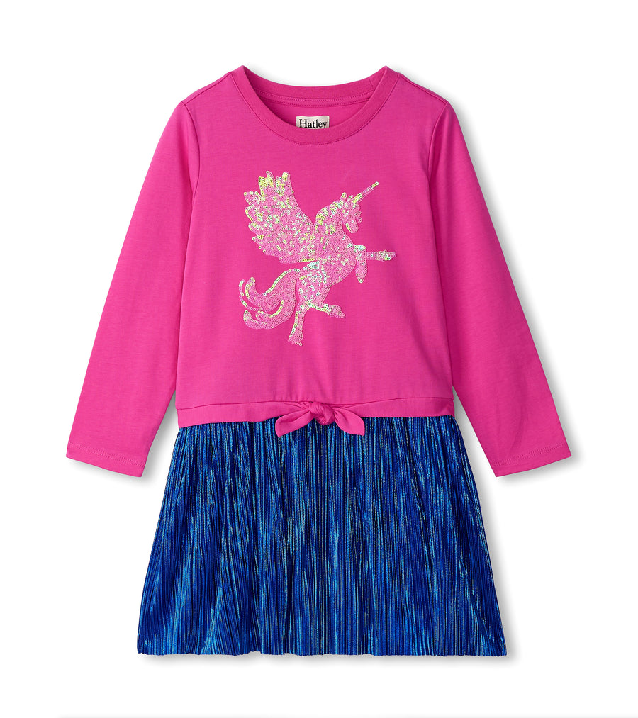 Girls Sequin Pegasus Unicorn Novelty Skirt Dress