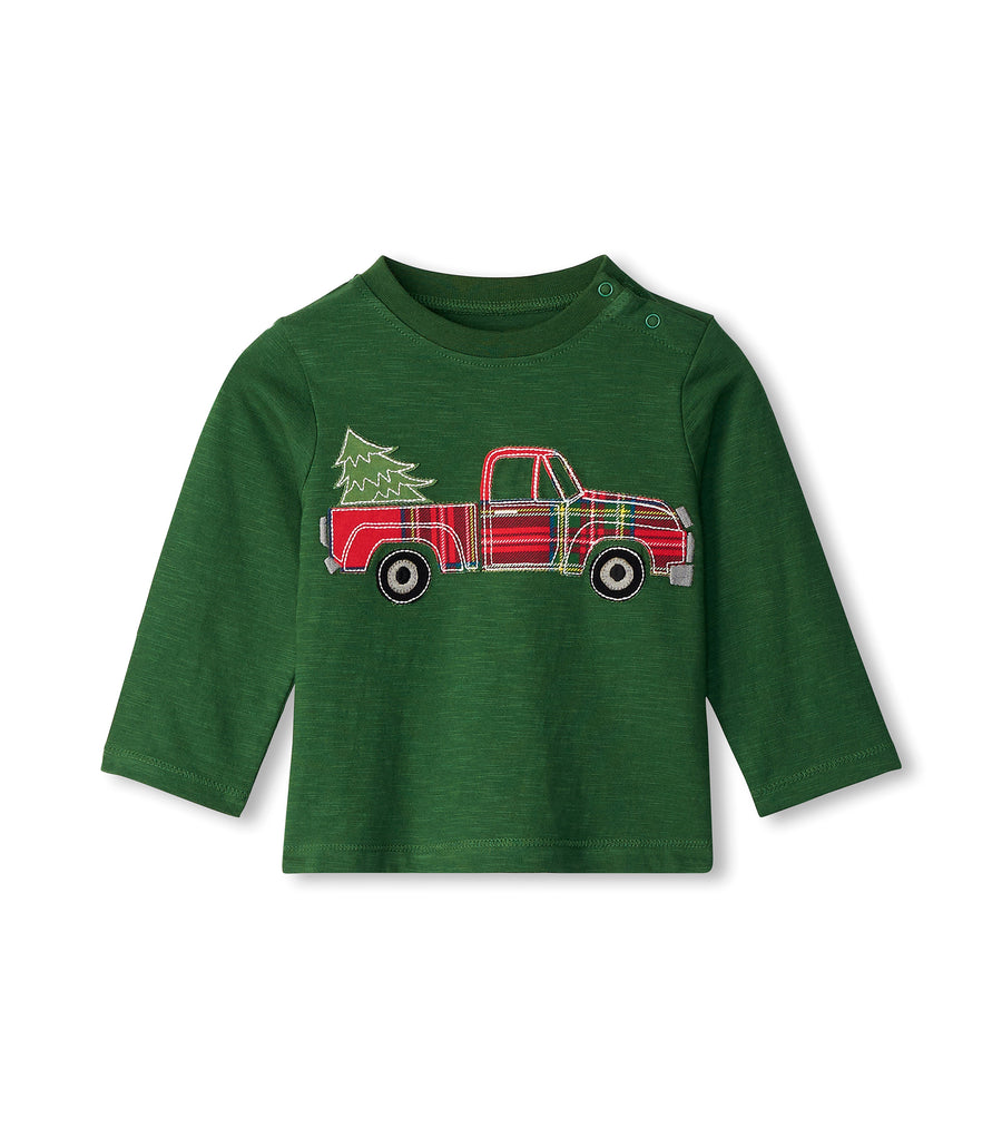 Red Plaid Truck Longsleeve Baby Tee