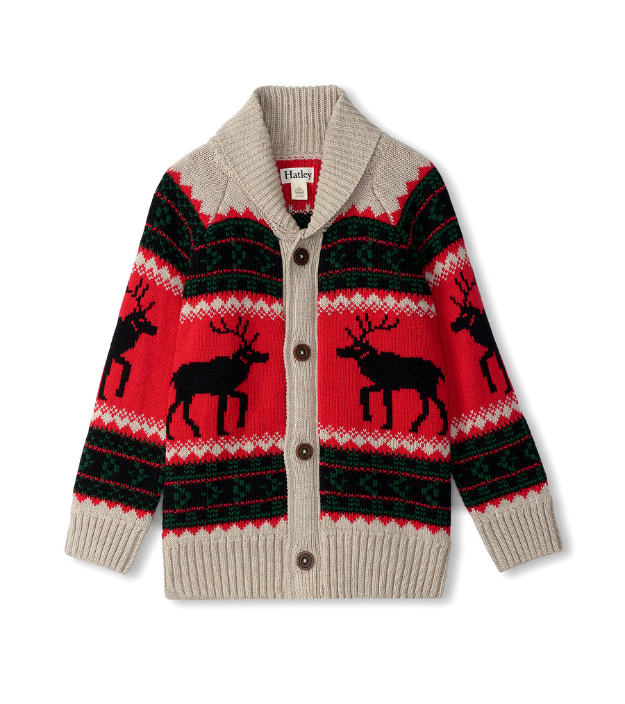 Holiday Elks Shawl Collar Cardigan