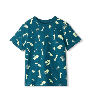 Boys Dino Fossil Glow In The Dark Printed Tee