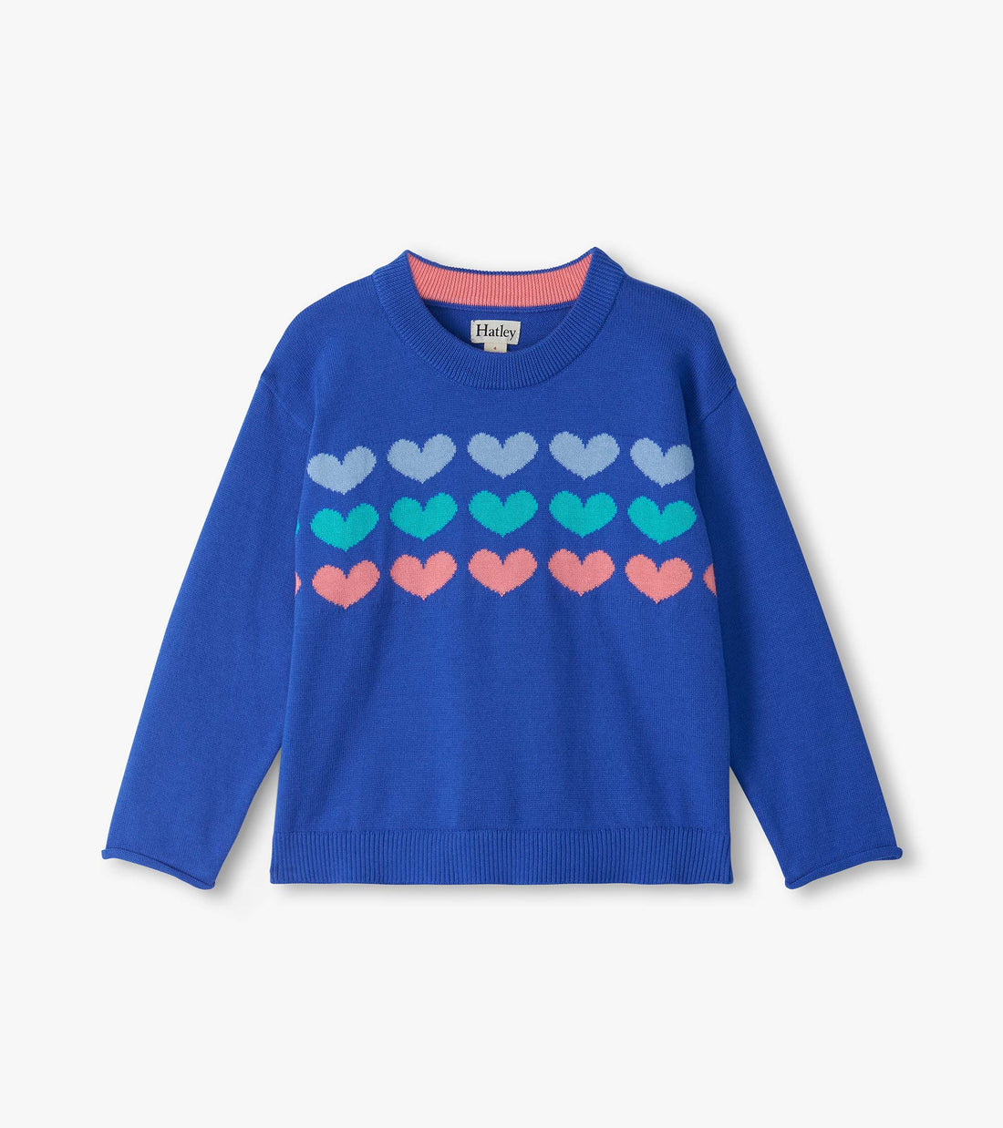 Girls Heart Stripes Crew Neck Sweater