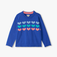Girls Heart Stripes Crew Neck Sweater