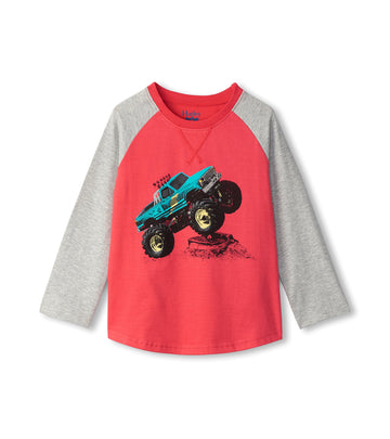 Boys Monster Truck Raglan Long Sleeve Shirt