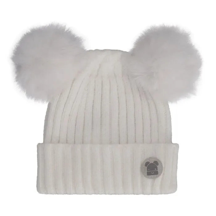 Double Pom Pom Knit Newborn Hat