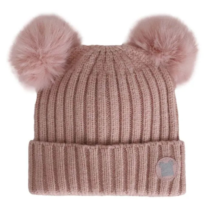 Double Pom Pom Knit Newborn Hat