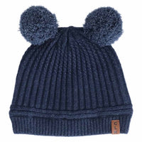 Double Pom Pom Knit Winter Hat