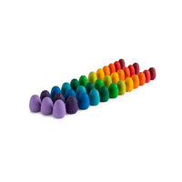 Wood Mandala Rainbow Eggs - 36pc