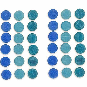 Wood Mandala Coins - 36pc (blues)