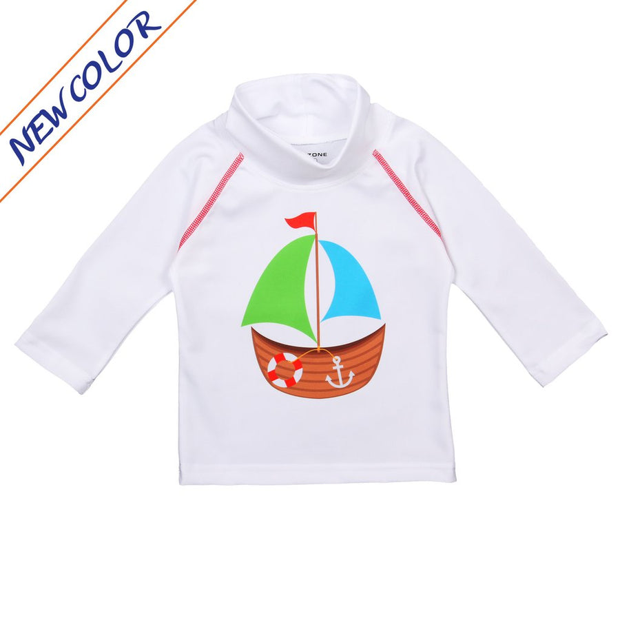 NoZone UV Swim Shirt - White SailBoat