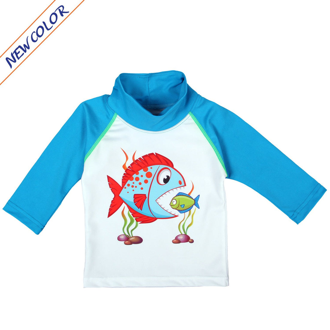 NoZone UV Swim Shirt - Turquoise Fish eat Fish
