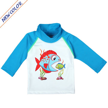 NoZone UV Swim Shirt - Turquoise Fish eat Fish
