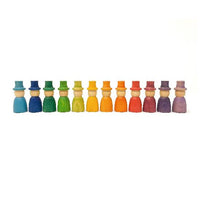 Wood Coloured Wizard Nins with Hats 12pcs