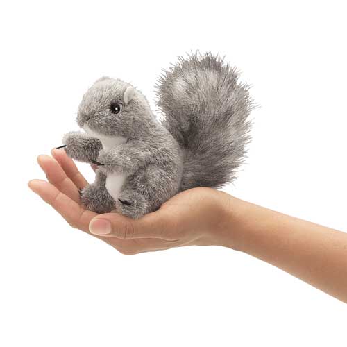 Mini Gray Squirrel Finger Puppet