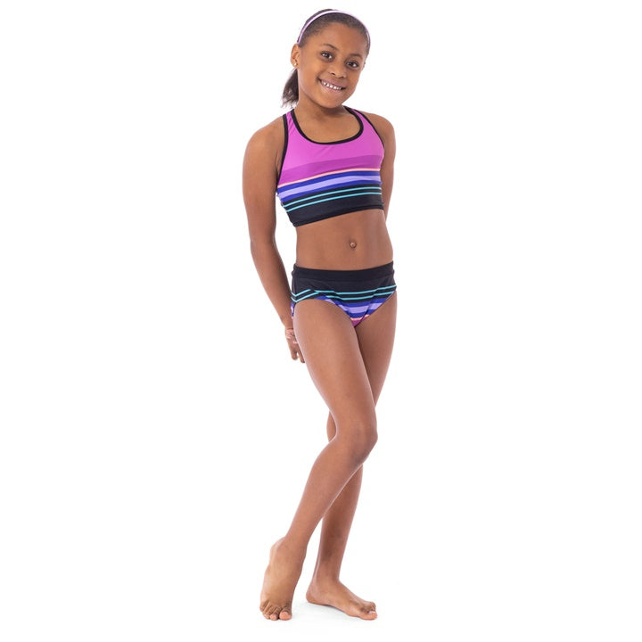 Two Piece Striped Swimsuit (4-14)